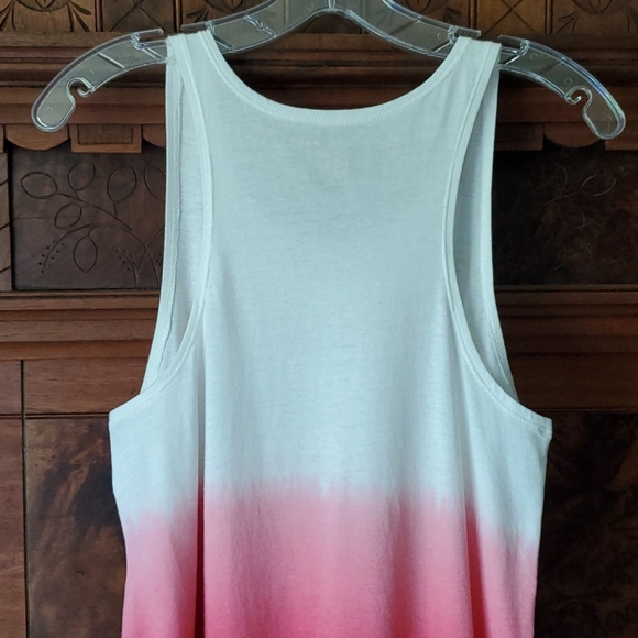 Weekend Soul Peace Sign Ombre White & Pink Tank Top S - Picture 5 of 5